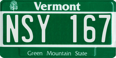 VT license plate NSY167