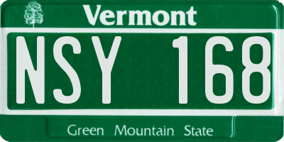 VT license plate NSY168
