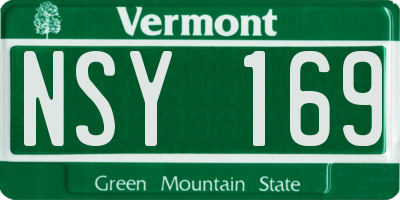 VT license plate NSY169