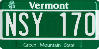 VT license plate NSY170