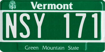 VT license plate NSY171