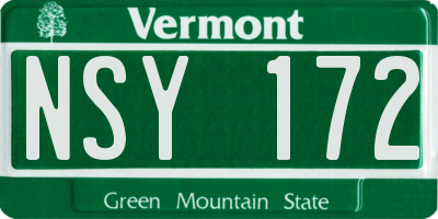 VT license plate NSY172
