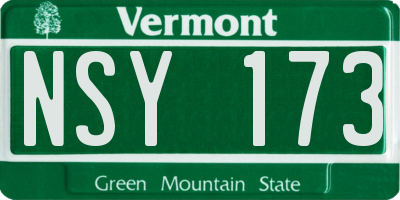 VT license plate NSY173