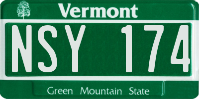 VT license plate NSY174
