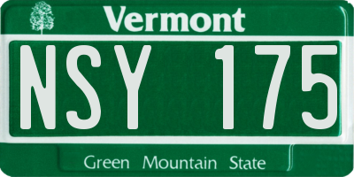 VT license plate NSY175