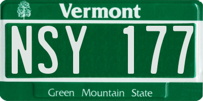 VT license plate NSY177