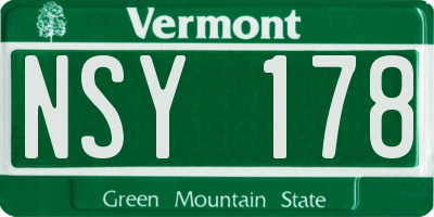 VT license plate NSY178