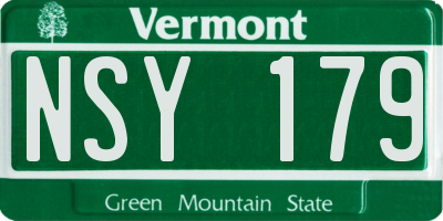 VT license plate NSY179