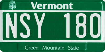 VT license plate NSY180