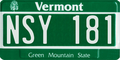 VT license plate NSY181
