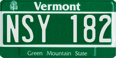 VT license plate NSY182