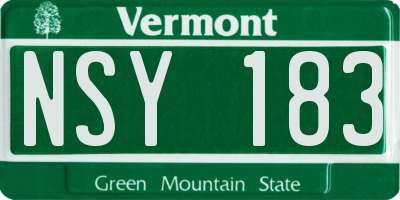 VT license plate NSY183
