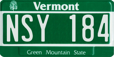 VT license plate NSY184