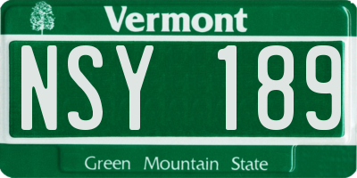 VT license plate NSY189