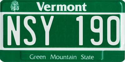 VT license plate NSY190