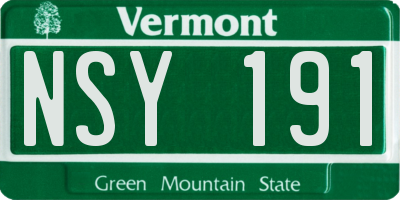 VT license plate NSY191