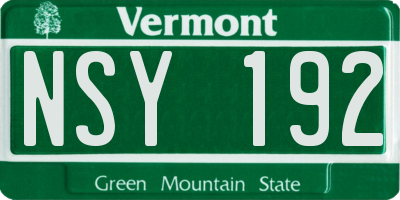 VT license plate NSY192
