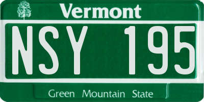 VT license plate NSY195