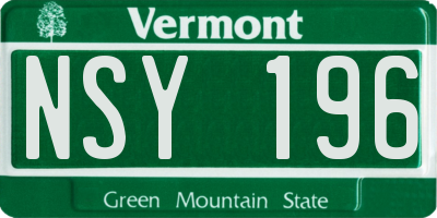 VT license plate NSY196