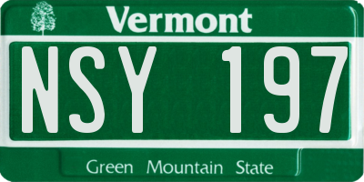 VT license plate NSY197