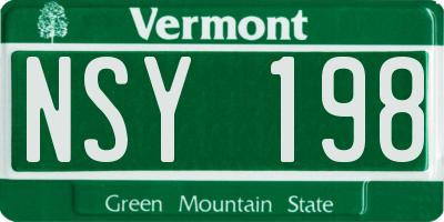 VT license plate NSY198