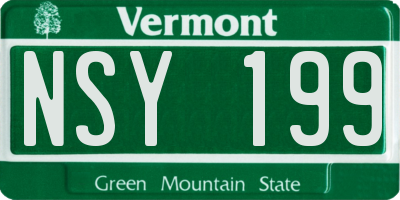 VT license plate NSY199