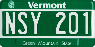 VT license plate NSY201