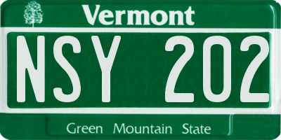 VT license plate NSY202