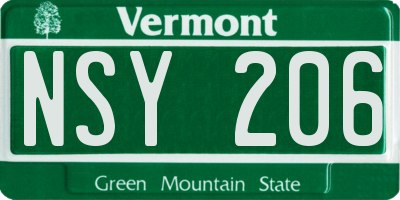 VT license plate NSY206