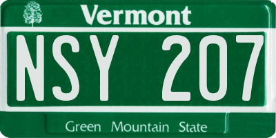 VT license plate NSY207