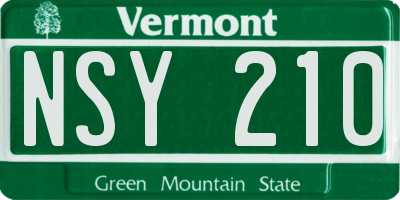 VT license plate NSY210