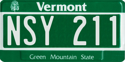 VT license plate NSY211