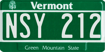 VT license plate NSY212