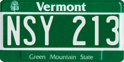 VT license plate NSY213