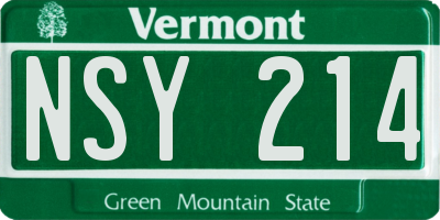 VT license plate NSY214