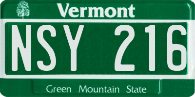 VT license plate NSY216