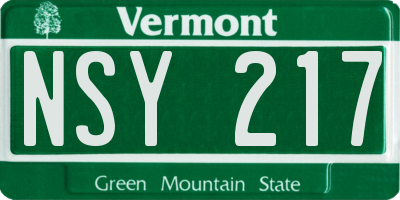 VT license plate NSY217