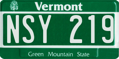 VT license plate NSY219
