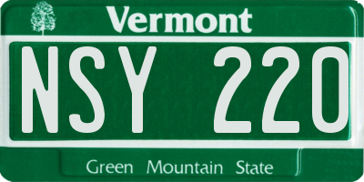 VT license plate NSY220