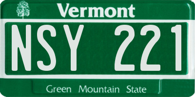 VT license plate NSY221
