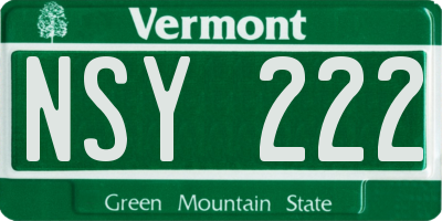 VT license plate NSY222