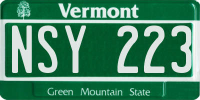 VT license plate NSY223