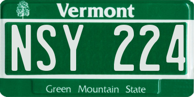 VT license plate NSY224