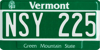 VT license plate NSY225
