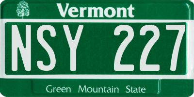 VT license plate NSY227