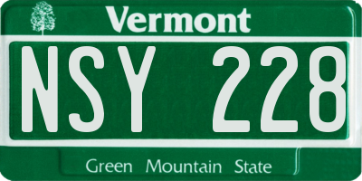 VT license plate NSY228