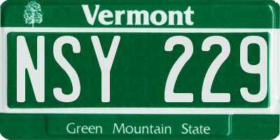 VT license plate NSY229
