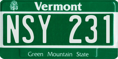 VT license plate NSY231