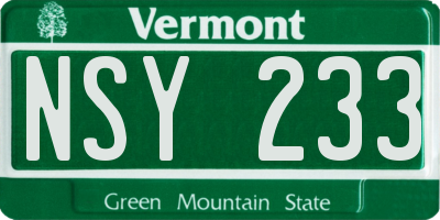 VT license plate NSY233