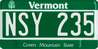 VT license plate NSY235